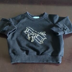 Black Sweatshirt with Airplane Embroidery 9 Months